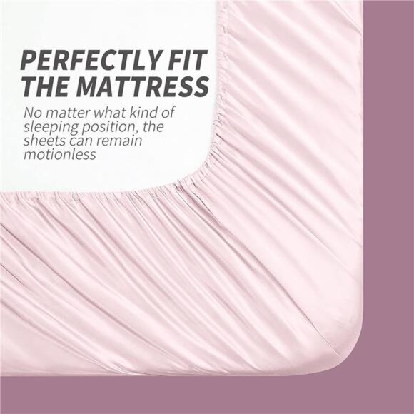 King Satin Bed Linen Set, 4Pcs Luxury Soft Silky Sheets with Deep Pocket Fitted - Picture 5 of 8